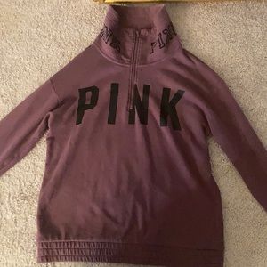 PINK maroon turtle/crew neck hoodie